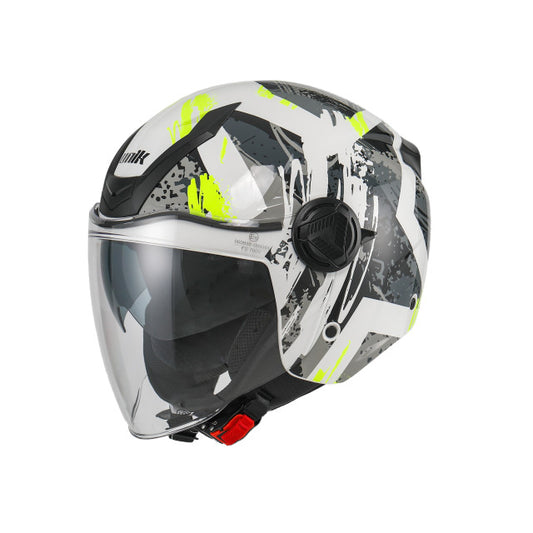 Casco jet Unik venus blanco - amarillo