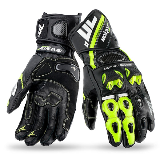 Guantes verano Hombre Seventy 70 SD-R12 Racing negro-amarillo flúor