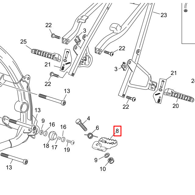Original left driver footpeg Sherco SM-R / SE-R 50