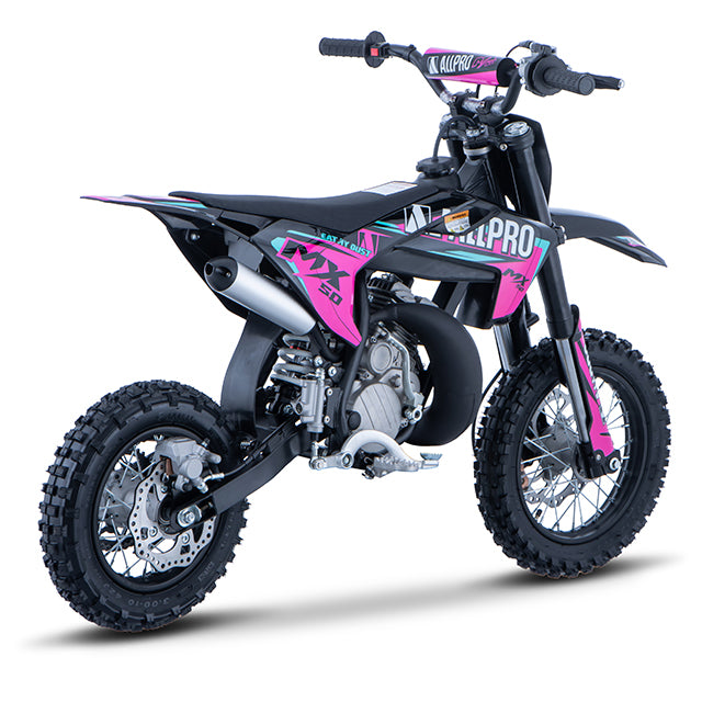 Children's pit bike Minicross 50cc MX 2T AC 12/10 wheel Allpro - pink