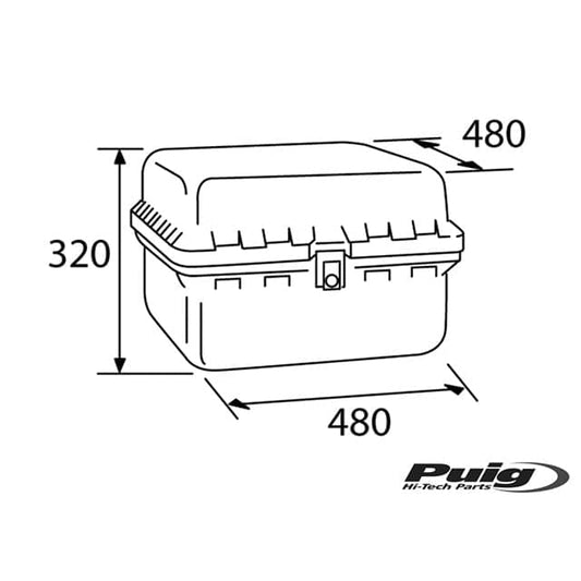 Top case BIG BOX 90L com fechadura, Puig, Todas as motos - Vermelha