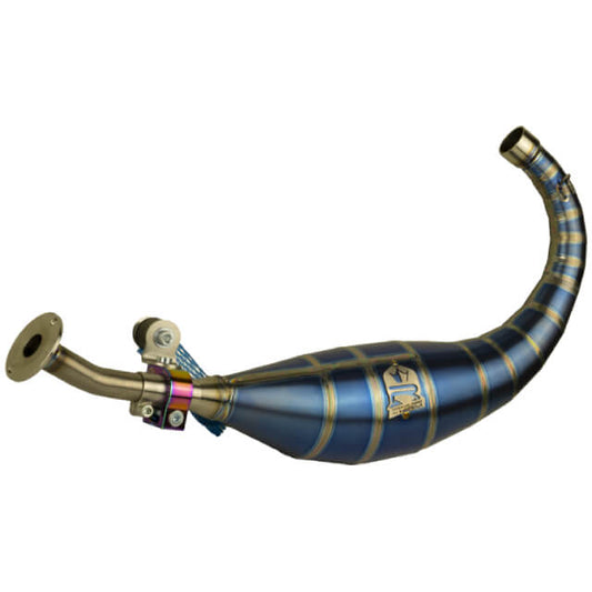 KRM blue titanium exhaust scarf Derbi 70-78cc