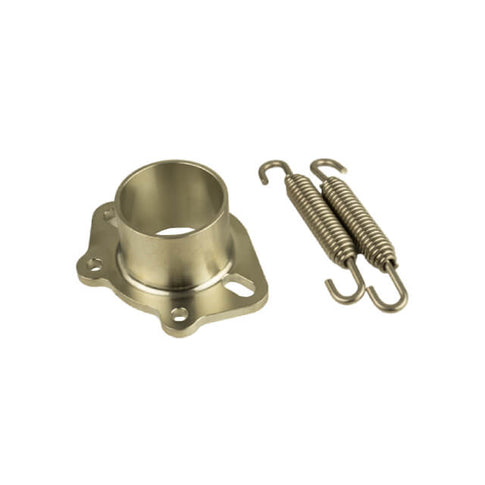 Col de pot d’échappement titane bleu KRM Derbi 96-100cc et 100cc FL