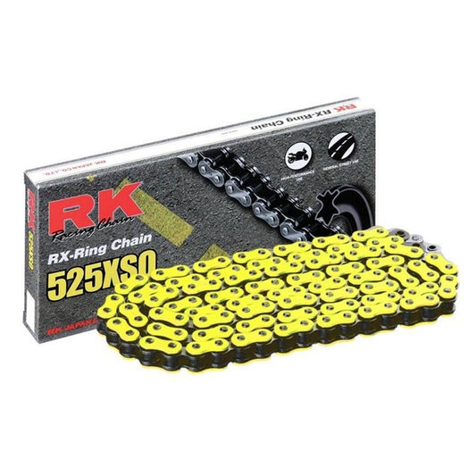 Chaîne RK 525 XSO X-Ring avec 120 maillons Jaune Fluo