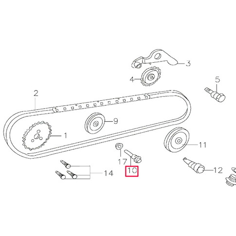 Tornillo pasador rodillo guía cadena distribucíon Pitbike motor 150-3/E 150-5 YX D00F048