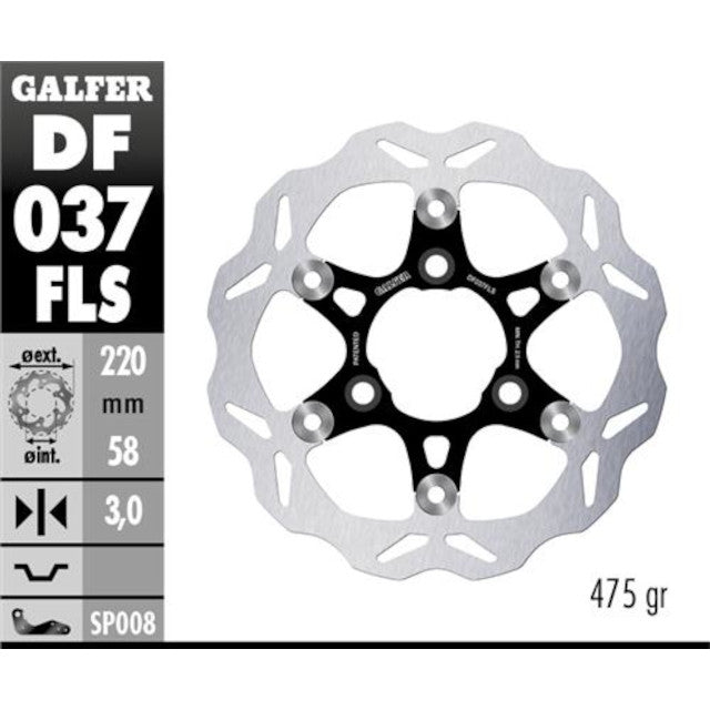 Disco de freno Wave oversize Yamaha Aerox / Honda Bali 50 d.220mm Galfer DF037FLS