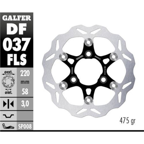 Disco de freno Wave oversize Yamaha Aerox / Honda Bali 50 d.220mm Galfer DF037FLS