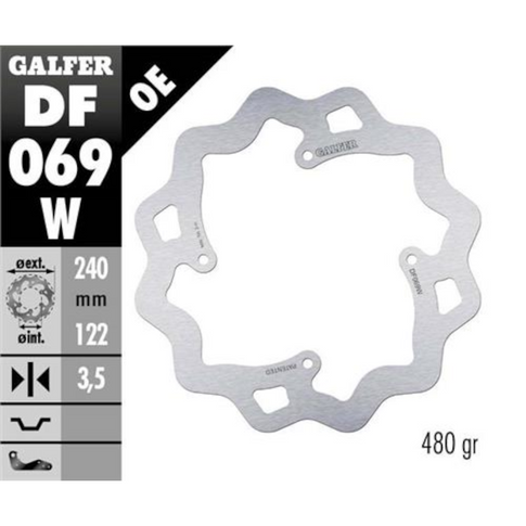 Disco de freno trasero Wave Honda CR 02-07 / CRF 04-21 Galfer DF069W