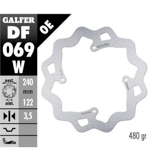 Disco de freno trasero Wave Honda CR 02-07 / CRF 04-21 Galfer DF069W