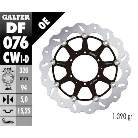 Disco de freno delantero wave flotante derecho Honda CBR 1000 RR Fireblade 08-16 Galfer DF076CWD