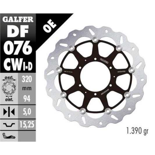 Disco de freno delantero wave flotante derecho Honda CBR 1000 RR Fireblade 08-16 Galfer DF076CWD