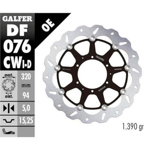 Disco de freno delantero flotante wave izquierdo Honda CBR 1000 RR Fireblade 08-16 Galfer DF076CWI