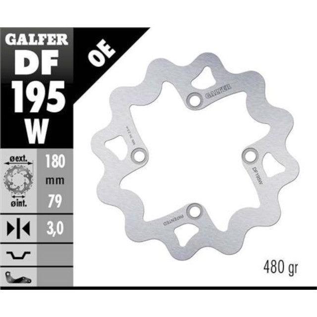 Disco de freno delantero / trasero wave Kawasaki KX / Suzuki RM 65 Galfer DF195W