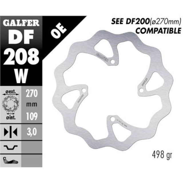 Disco de freno delantero wave Kawasaki KXF 250 / 450 15-21 Galfer DF208W