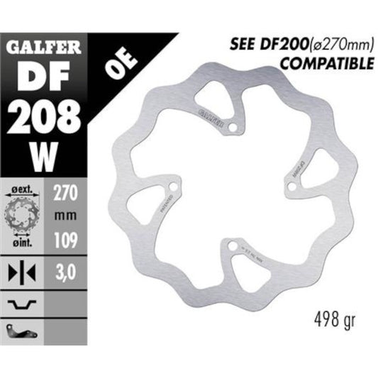 Disco de freno delantero wave Kawasaki KXF 250 / 450 15-21 Galfer DF208W