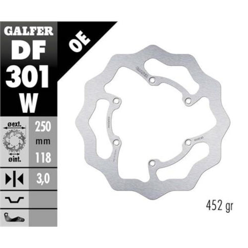 Disco de freno delantero wave Suzuki RM 125-250 / Yamaha YZ 125-250-450 Galfer DF301W