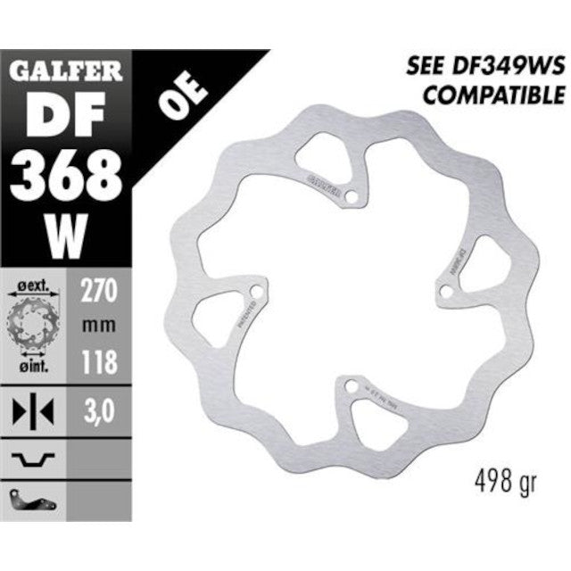 Disco de freno delantero wave Suzuki RM-Z 250 19-21 / RM-X 450 18-21 Galfer DF368W