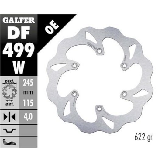 Disco de freno trasero Wave Yamaha YZ 08-17 / YZF 03-17 / WRF 03-21 Galfer DF499W