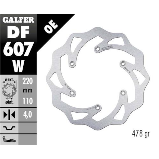 Disco de freno trasero Wave KTM SX 125 / Husaberg TE 125-250 Galfer DF607W