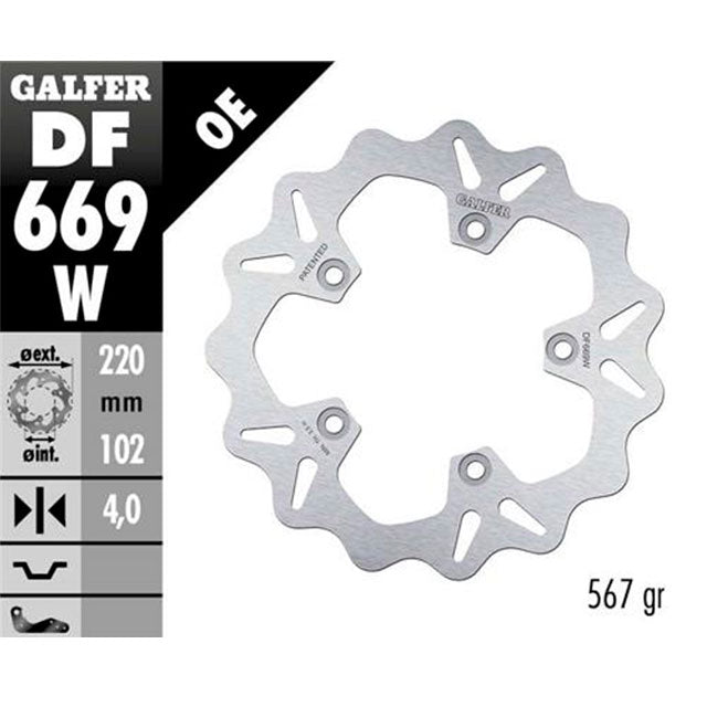 Disco de freno trasero wave Aprilia RS 125/250 Galfer DF669W
