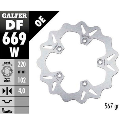 Disco de freno trasero wave Aprilia RS 125/250 Galfer DF669W