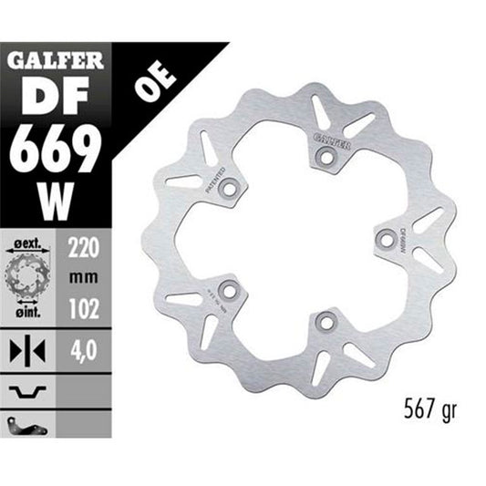 Disco de freno trasero wave Aprilia RS 125/250 Galfer DF669W