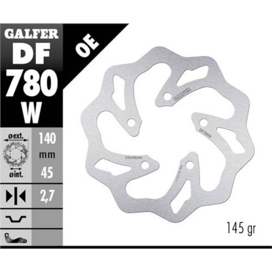 Disco de freno trasero Wave KTM SX 50 06-13 Galfer DF780W