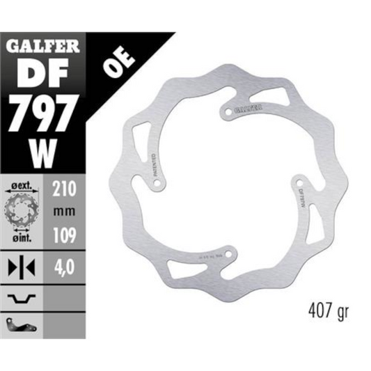Disco de freno trasero Wave KTM SX 85 11-20 / Husqvarna TC 85 14-20 Galfer DF797W