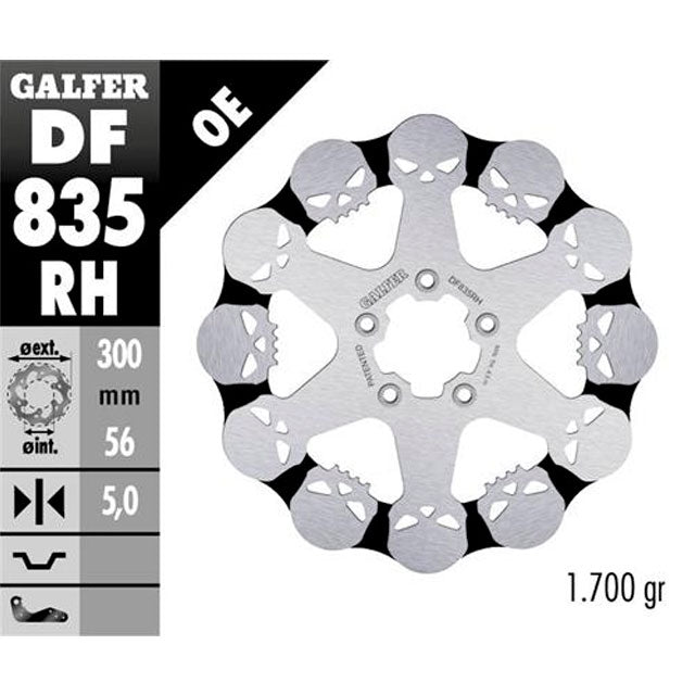 Disco de freno delantero wave Harley Davidson Galfer Skull DF835RH