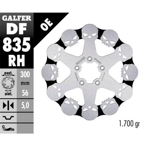 Disco de freno delantero wave Harley Davidson Galfer Skull DF835RH
