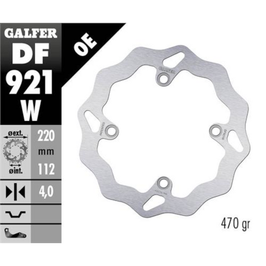 Disco de freno trasero Wave Sherco 250 SE 14-21 Galfer DF921W