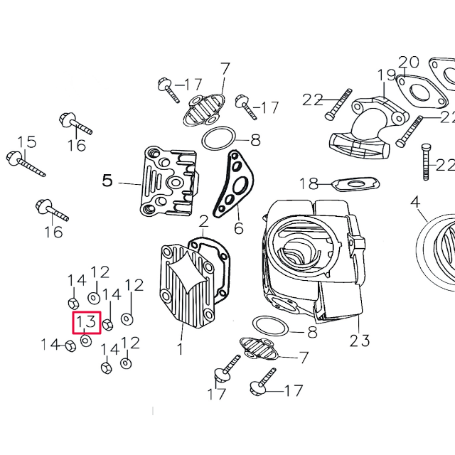 Arandela tapa culata cobre Pitbike motor 150-3/E 150-5 YX E03L008