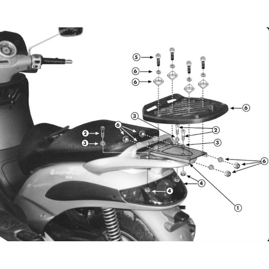 Adaptador baúl con parrilla Monolock Piaggio Beverly 125/250/400/500 04-03 Givi