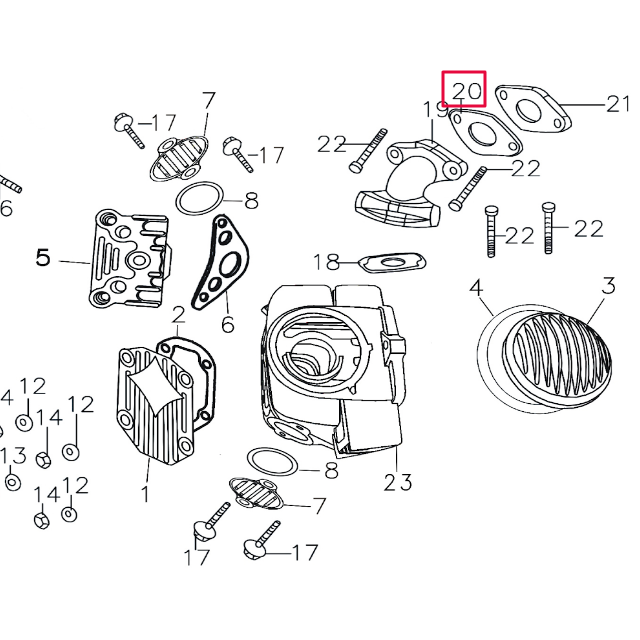 Junta separador tobera de admisión Pitbike motor 150-3 150-5 YX F001B014