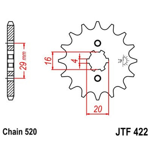Piñon de Acero 15 Dientes JTF422 JT Sprockets JTF422.15