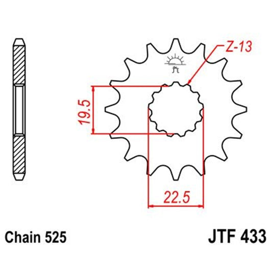 Piñon de Acero 16 Dientes JTF433 JT Sprockets JTF433.16