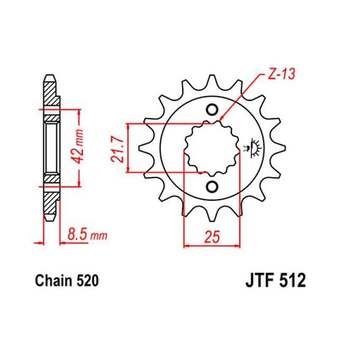 Piñon Kawasaki Suzuki Yamaha 15 520 acero JT Sprockets JTF512.15