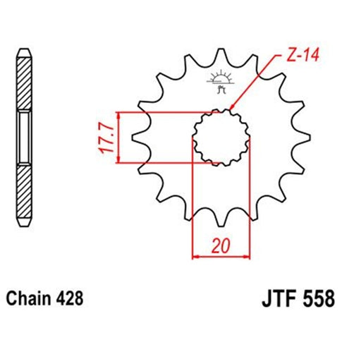Piñon de acero Yamaha YZ 85 / Derbi GPR 125 / Yamaha DT 125 R Z-18 JT Sprockets JTF558.18