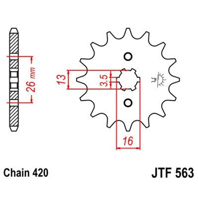 Piñon de Acero 17 Dientes JTF563 JT Sprockets JTF563.17