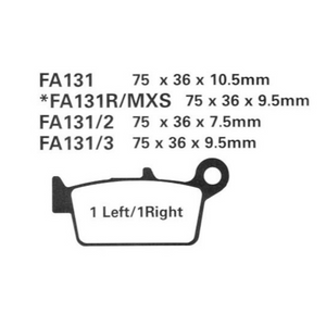 Pastillas de freno traseras Yamaha WR 250/400/426 F EBC - carbono FA131TT