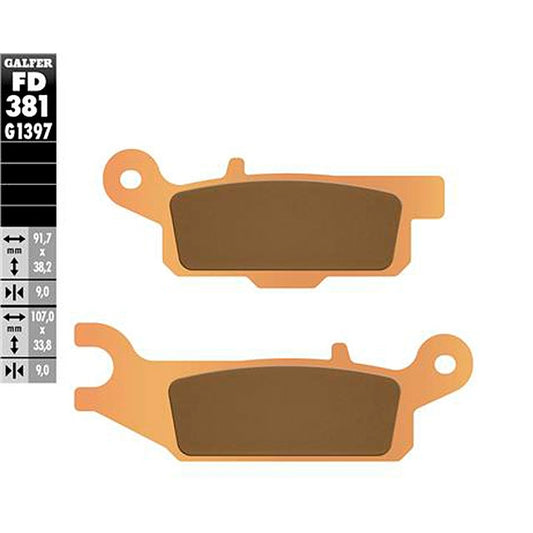 Pastillas de freno traseras derechas Yamaha YFM 550/700 Grizzly Galfer FD381G1397
