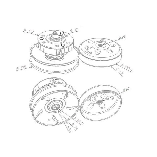 Pulley kit with clutch and bell Honda SH 125 AllPro