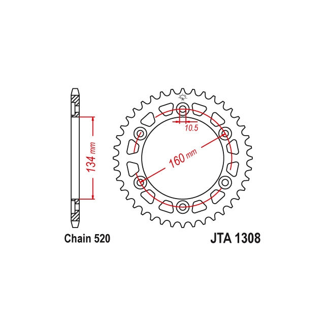 Corona Honda CBR 600 / 900 / 1000 Aluminio JT Sprockets Z-46 520 JTA1308.46