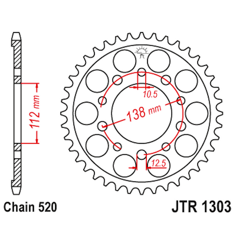 Corona de Alumínio 42 Dientes JTA1303 JT Sprockets JTA1303.42