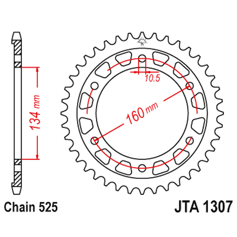 Corona de Alumínio 44 Dientes JTA1307 JT Sprockets JTA1307.44