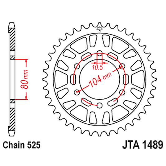 Corona de Alumínio 43 Dientes JTA1489 JT Sprockets JTA1489.43