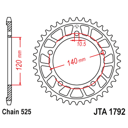 Corona de Alumínio 44 Dientes JTA1792 JT Sprockets JTA1792.44