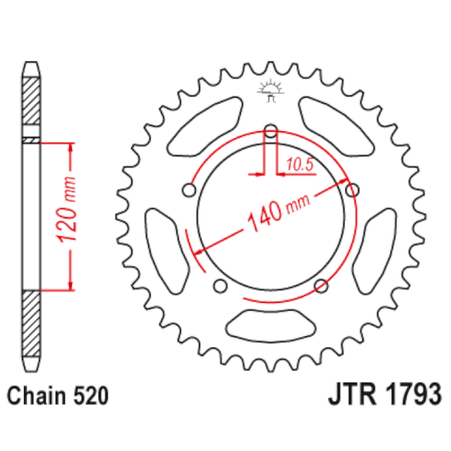 Corona de Alumínio 42 Dientes JTA1793 JT Sprockets JTA1793.42