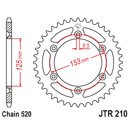 Corona de Alumínio 45 Dientes JTA210 JT Sprockets JTA210.45