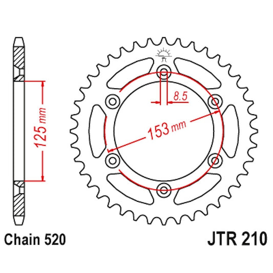 Corona de Alumínio 52 Dientes JTA210 JT Sprockets JTA210.52